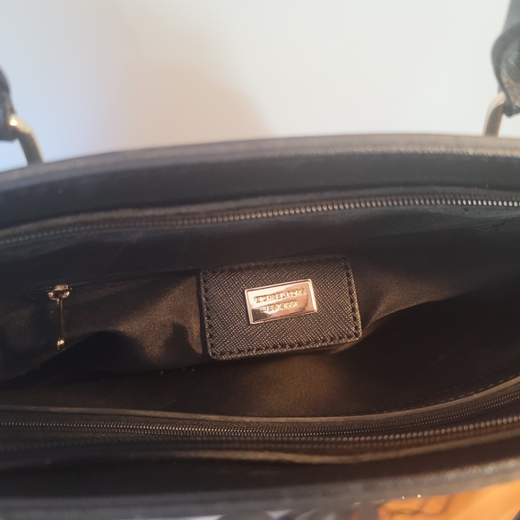 Michael Kors Women's Black Leather Double Handle Satchel Bag - Picture 5 of 7